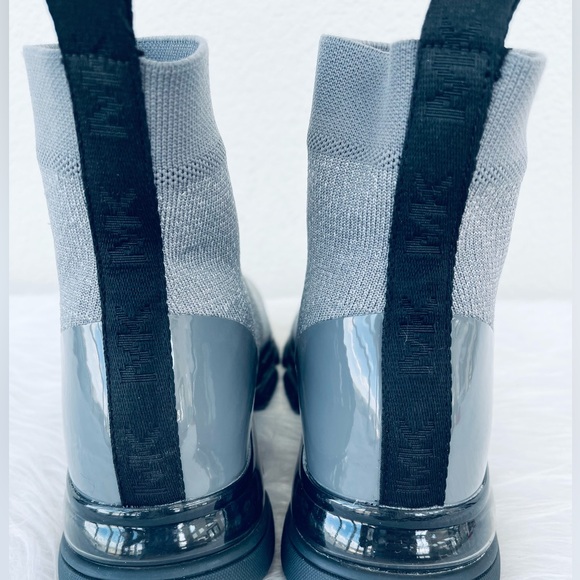 New! MICHAEL KORS Kendra Metallic Gray Stretch Knit Sock Sneakers Booties Size 8 - Picture 9 of 16